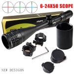 FSI Sniper 6-24x50mm Scope W front AO adjustment. Red/Blue/green mil-dot reticle. Comes with extended sunshade and Heavy Duty Ring Mount